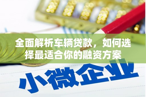 长阳全面解析车辆贷款，如何选择最适合你的融资方案